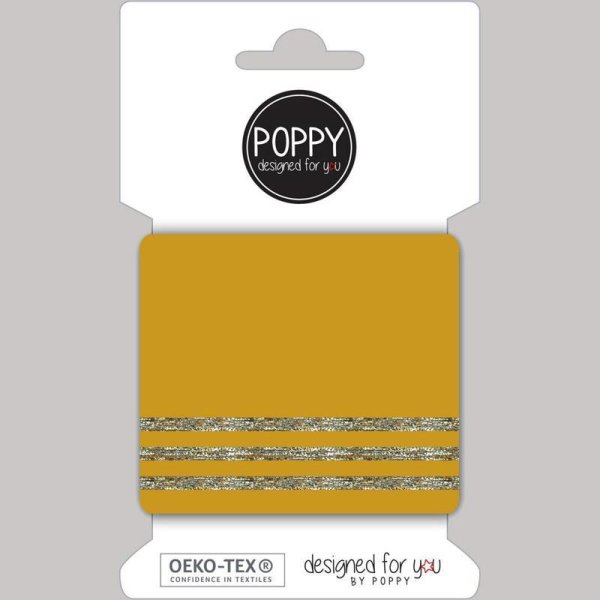 Cuffs Poppy - senfgelb mit Lurex Gold - 3 Streifen
