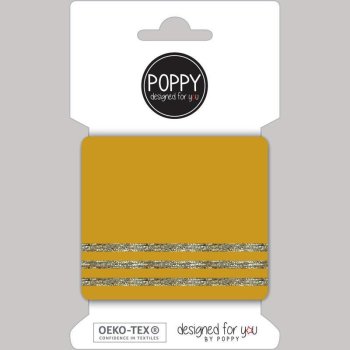 Cuffs Poppy - senfgelb mit Lurex Gold - 3 Streifen