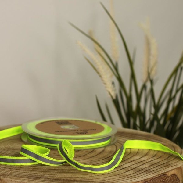 Reflektorband zum Aufnähen - 10 mm breit - neon gelb - Stoffe für