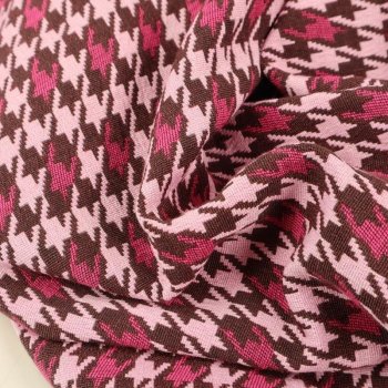 Stretch Jacquard-Jersey - Hahnentritt - rosa/pink/braun