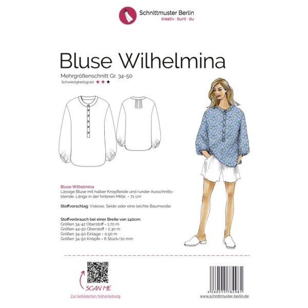 Papierschnittmuster Schnittmuster Berlin - Bluse Wilhelmina