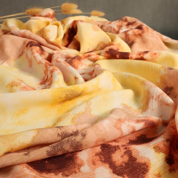 Viskose-Crepe - Marble Dream - Hellgelb/Rose/Marsala ( 1 St&uuml;ck = 3 Meter )