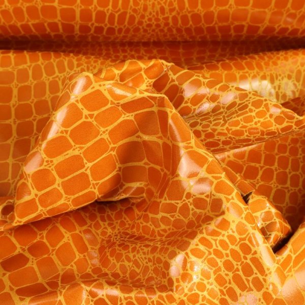 Kunstleder &quot;Snake&quot; - Maisgelb/Gelb-Orange