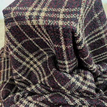 Tweed mit Glitzer - schwarz/bordeaux/sand