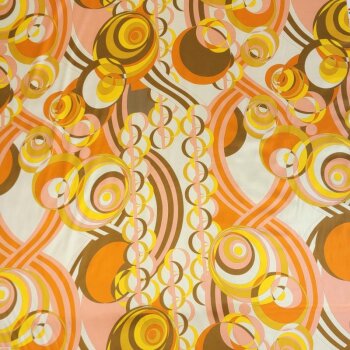 Premium-Viskose-Satin - Abstract Circles - apricot/orange/goldgelb/goldbraun *Made in Italy*