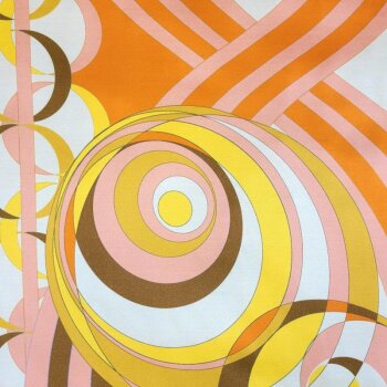 Premium-Viskose-Satin - Abstract Circles - apricot/orange/goldgelb/goldbraun *Made in Italy*