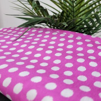 Viskose Webware - Dots  - wei&szlig; auf pink