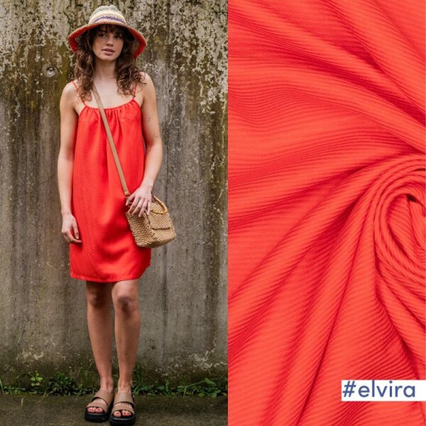 Fibre Mood - Viskose-Jaquard - Shiney Stripes - Rotorange