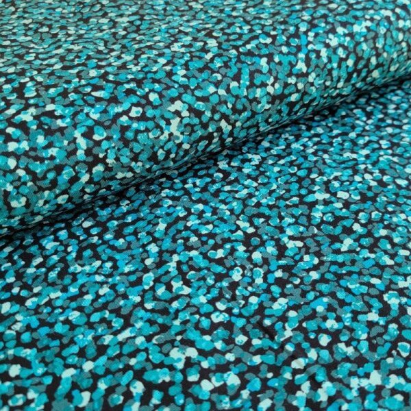 Viskose-Twill mit Elasthan - Mini Bubbles - mint/petrol/schwarz