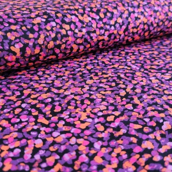 Viskose-Twill mit Elasthan - Mini Bubbles - pink/lila/orange/schwarz