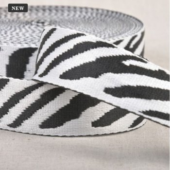 weiches Taschen/Gurtband - Animalprint - weiß/schwarz