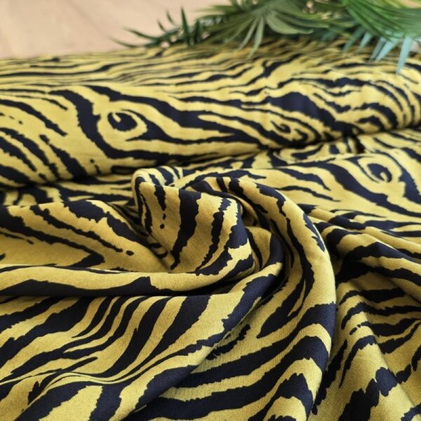 Viskose Twill Webware - Zebra - schwarz/currygelb