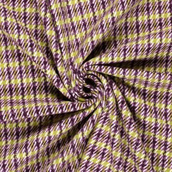 leichter Jacquard-Mantelstoff - Karo - lila/kiwigrün