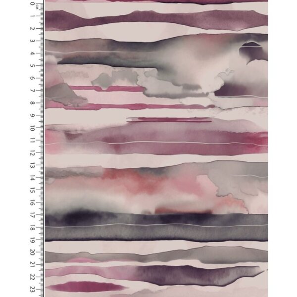 French Terry - leichter Sommersweat - Watercolor Stripes - beere/rosa/grau