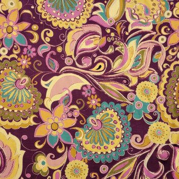 Premium-Viskose-Satin - Blüten/Paisley -...