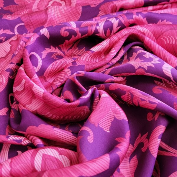 Premium-Viskose-Satin - Ornamente - rosa/pink/lila - *Made in Italy*