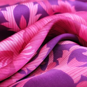 Premium-Viskose-Satin - Ornamente - rosa/pink/lila - *Made in Italy*