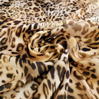 Premium-Viskose-Satin - Leoprint - beige/braun/schwarz *Made in Italy*