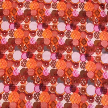 Rest = 2,00 m* Viskose-Jersey - Graphic Circles - orange/pink/nude/braun