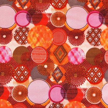 Rest = 2,00 m* Viskose-Jersey - Graphic Circles - orange/pink/nude/braun