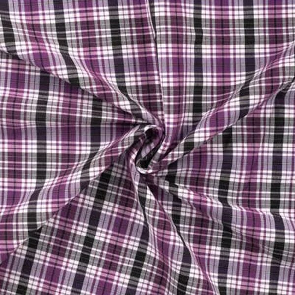 Hosen-/Rockstoff Bengaline - Checks - wei&szlig;/schwarz/lila