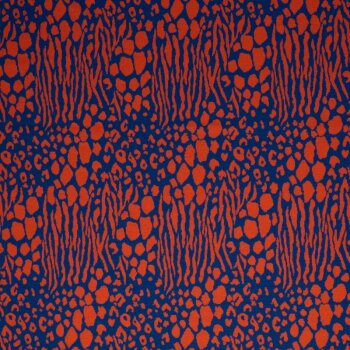 Rest = 0,90 m* Jacquard-Jersey - Mira - Animal - Blau/Orange