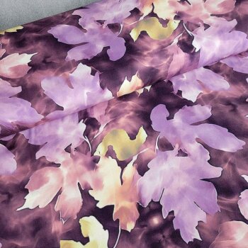 Viskose Webware - Leaves - hellgelb/flieder/rosa/mauve