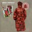 Rest = 1,00 m*  Regenjackenstoff Poncho - Blumen - orange/dunkelrot/bordeaux