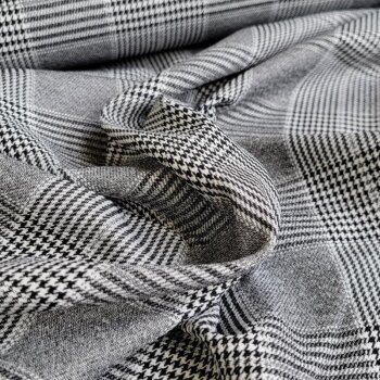 Rest = 1,80 m*  Hosen-/Rockstoff Bengaline - Checks/Stripes - wei&szlig;/schwarz