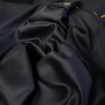 Rest = 1,00 m* Premium Hosen-/Rockstoff Soft Satin - reine Schurwolle - uni - navy *Made in Italy*