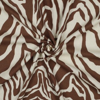 Viskose-Leinen Webware - Animal Print - braun/creme