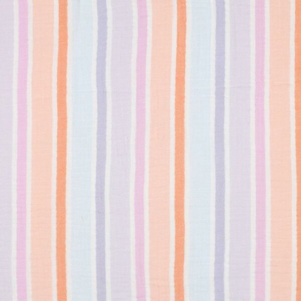 Double Gauze - Baumwolle - Stripes - flieder/rosa/orange/apricot/wei&szlig;