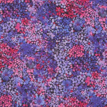 Baumwoll-Voile - Flowers - pink/lila/violett/schwarz