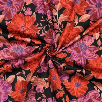 Baumwoll-Satin Digital - Flowers -...