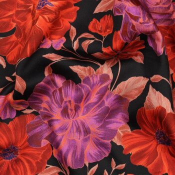 Baumwoll-Satin Digital - Flowers -...