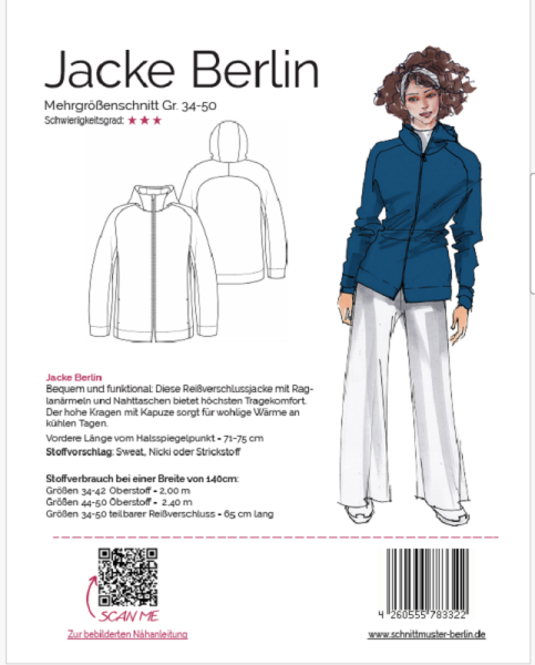 Papierschnittmuster Schnittmuster Berlin - Hoodiejacke Berlin