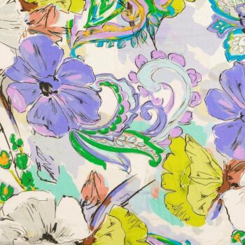 Viskose-Satin-Webware - Paisley & Flowers -...