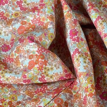 Baumwoll-Voile - Little Flowers - gelb/orange/mint/pink