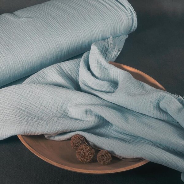 Musselin - uni - soft blue