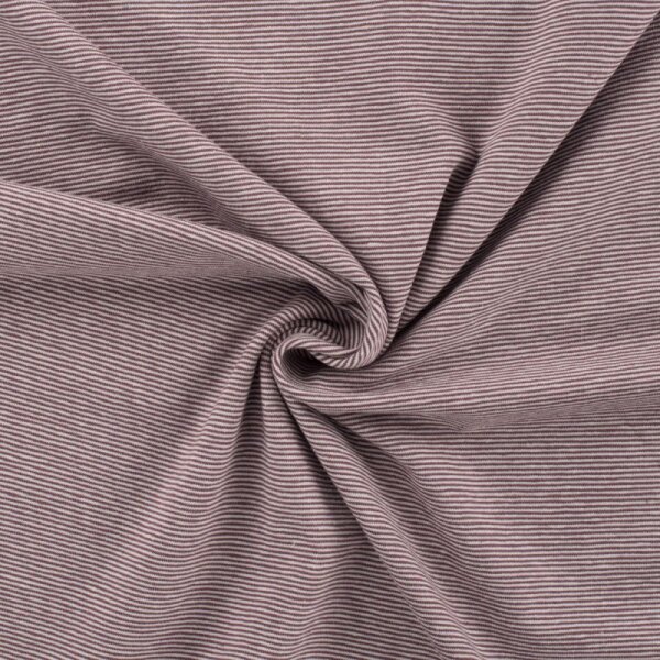 Baumwolljersey - Streifen 1 mm - mauve/wei&szlig;