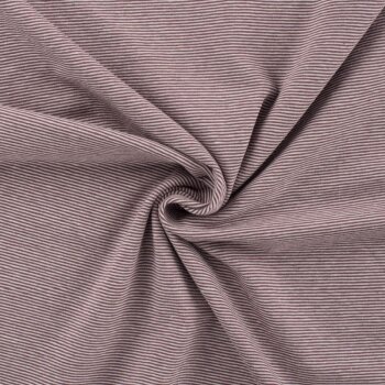 Baumwolljersey - Streifen 1 mm - mauve/weiß