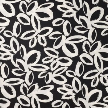 Viskose-Webware - Air Flowers Print - schwarz/creme