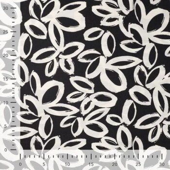 Viskose-Webware - Air Flowers Print - schwarz/creme