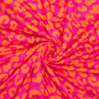 Viskose-Satin-Webware - Sarah Leopard - orange/pink