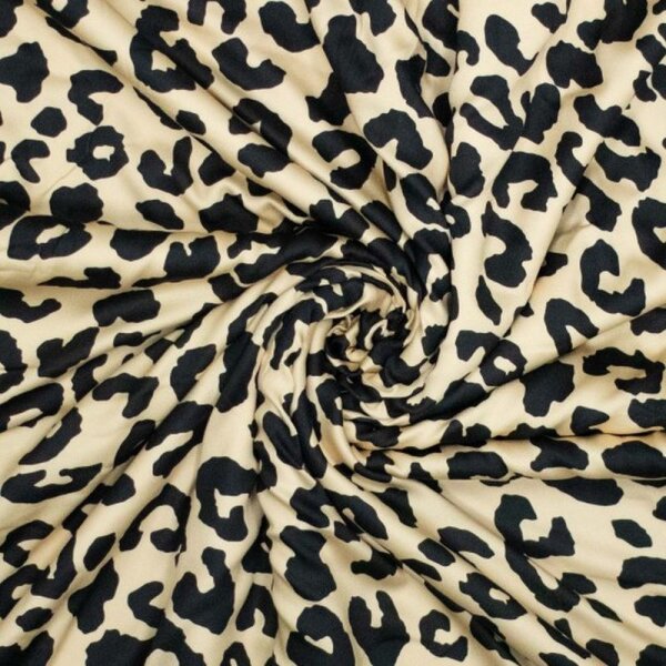 Viskose-Satin-Webware - Sarah Leopard - schwarz/beige