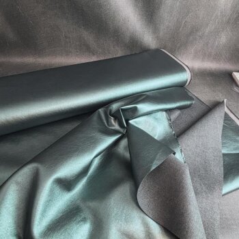 Kunstleder / Faux Leather - mit textiler R&uuml;ckseite - Sea Green Metallic