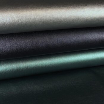 Kunstleder / Faux Leather - mit textiler R&uuml;ckseite - Sea Green Metallic