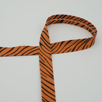 Baumwoll-Schrägband - 20 mm - Tiger - schwarz/orange