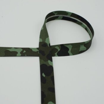 Baumwoll-Schrägband - 20 mm - Camouflage - grün