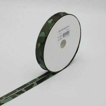 Baumwoll-Schrägband - 20 mm - Camouflage - grün